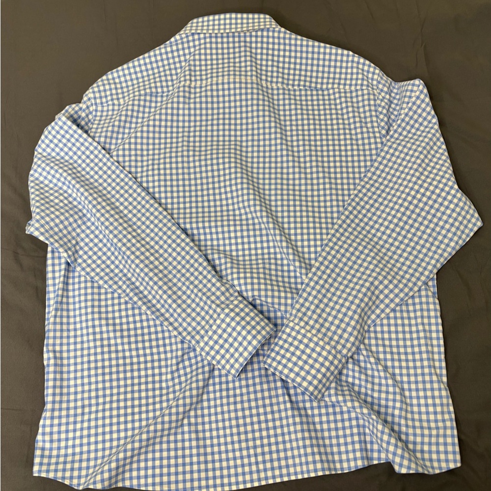Men’s UNTUCKit Steven’s Long Sleeve Button Down Shirt Blue And White Check XXL - Picture 7 of 7